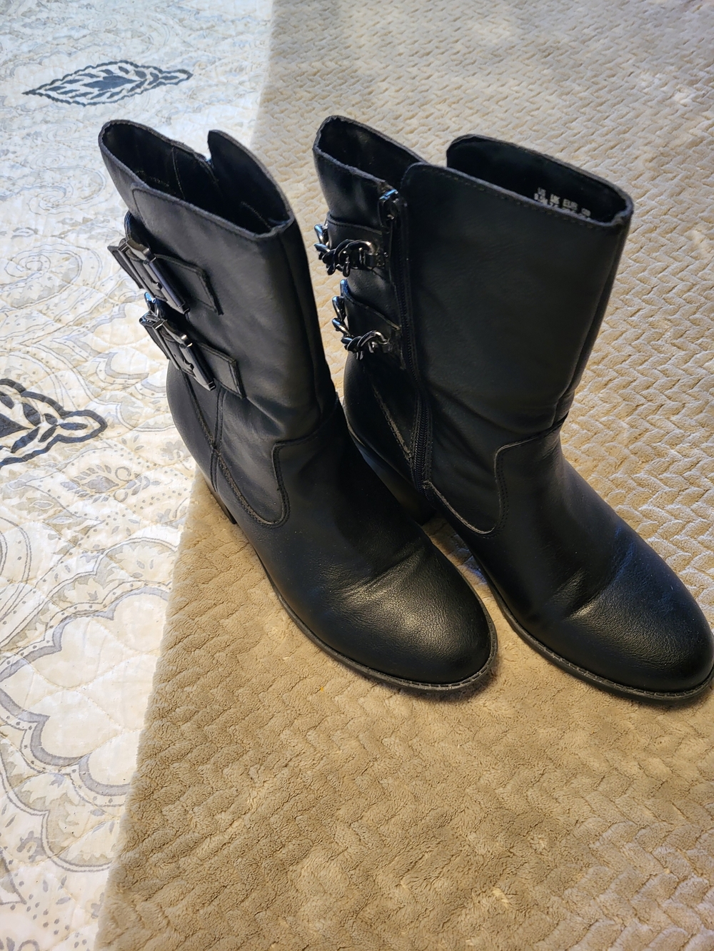 Women's Black Ankle Buckle Boots